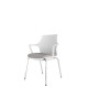 White Perforated Back Chair With Integrated Arms, Upholstered Seat And Chrome 4 Leg Frame